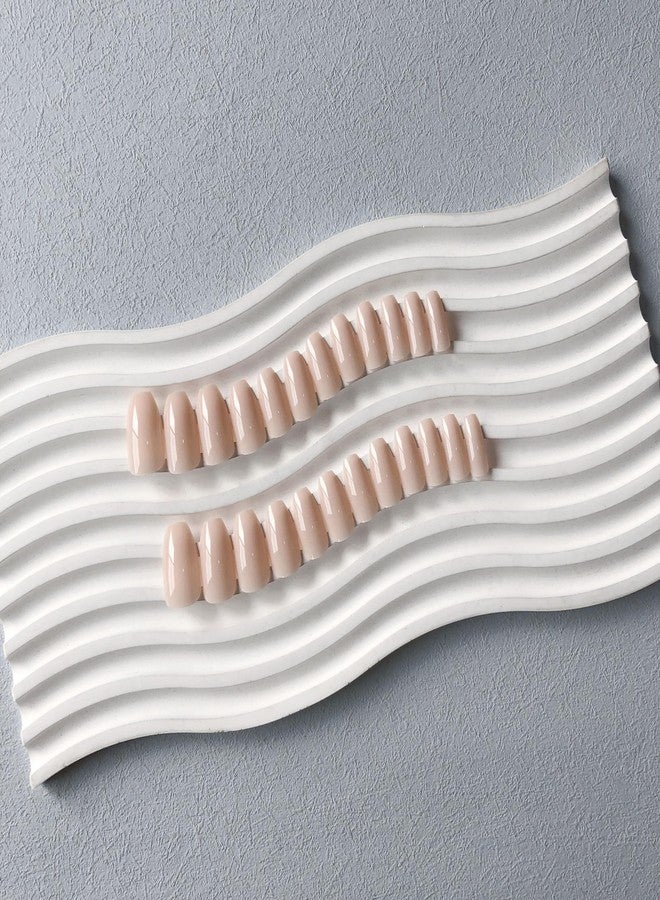 XCREANDO Nude Medium Short Coffin Press on Nails Medium Coffin Nails Press ons, Gel Glue on Nails Short Fake Nail for Women, Ballerina T Shape Acrylic False Nail Square Natural Handmade - Image 5